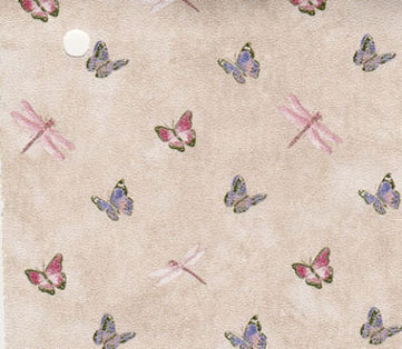 Dollhouse Miniature Pre-pasted Wallpaper, Lavender and Pink Butterflies